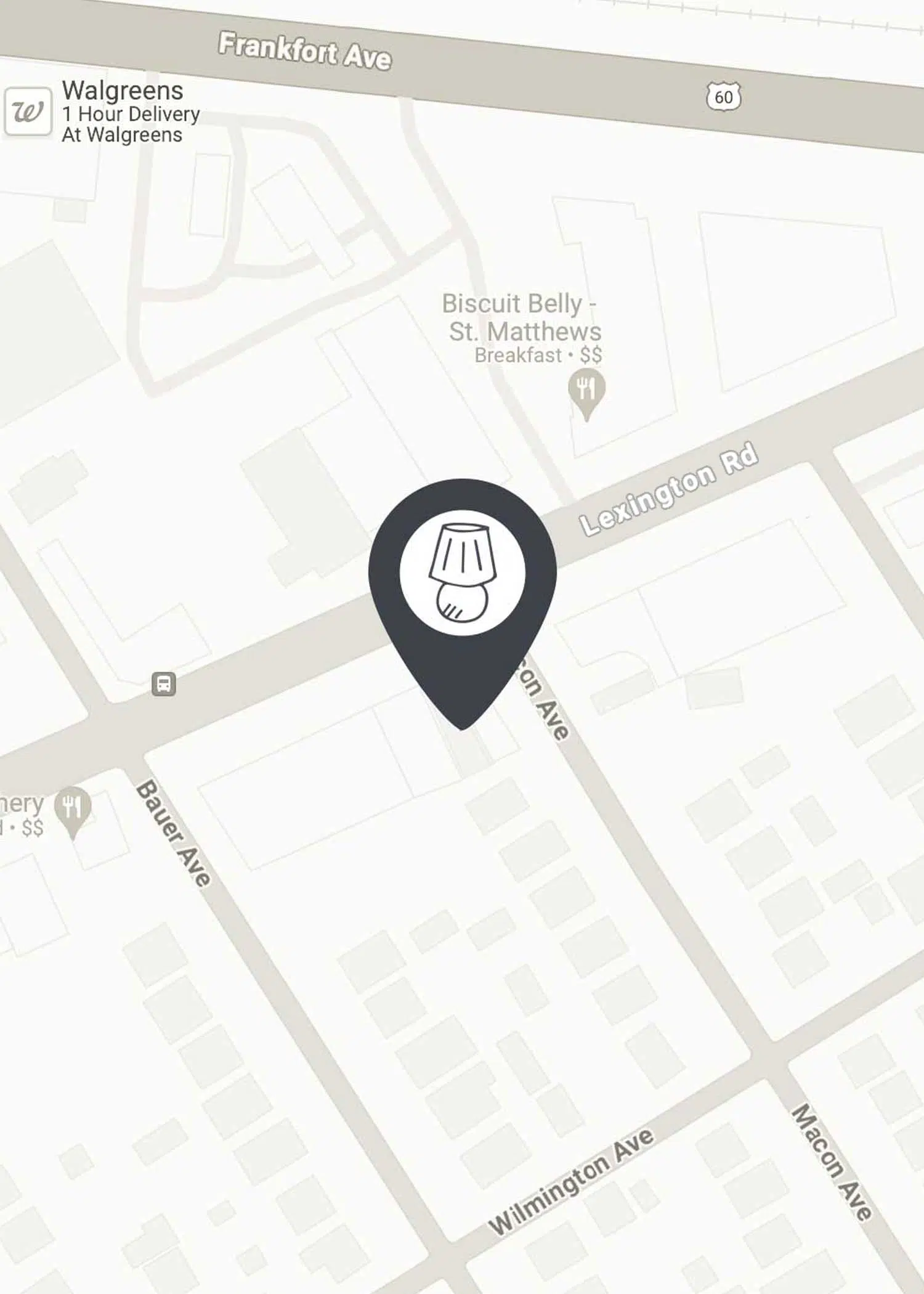 Map for directions to The Lampmaker, Louisville KY
